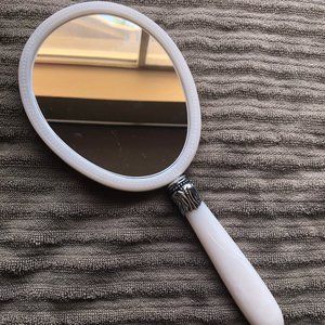 Light pink, art deco  hand mirror